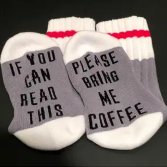 New socks that read “if you can read this, please bring me coffee” - Picture 3 of 3